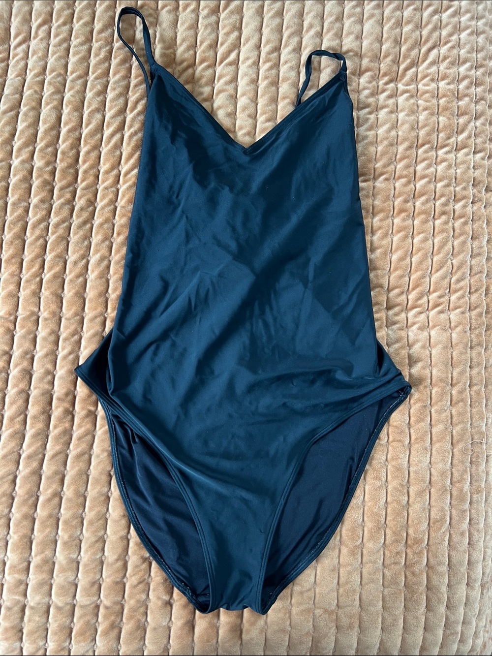 aerie Black One-Piece Swimsuit with V-Neck
